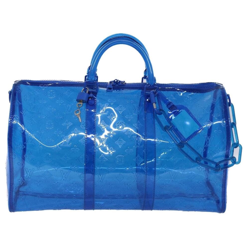 Louis Vuitton Monogram Keepall Bandouliere 50 Boston Bag Blue
